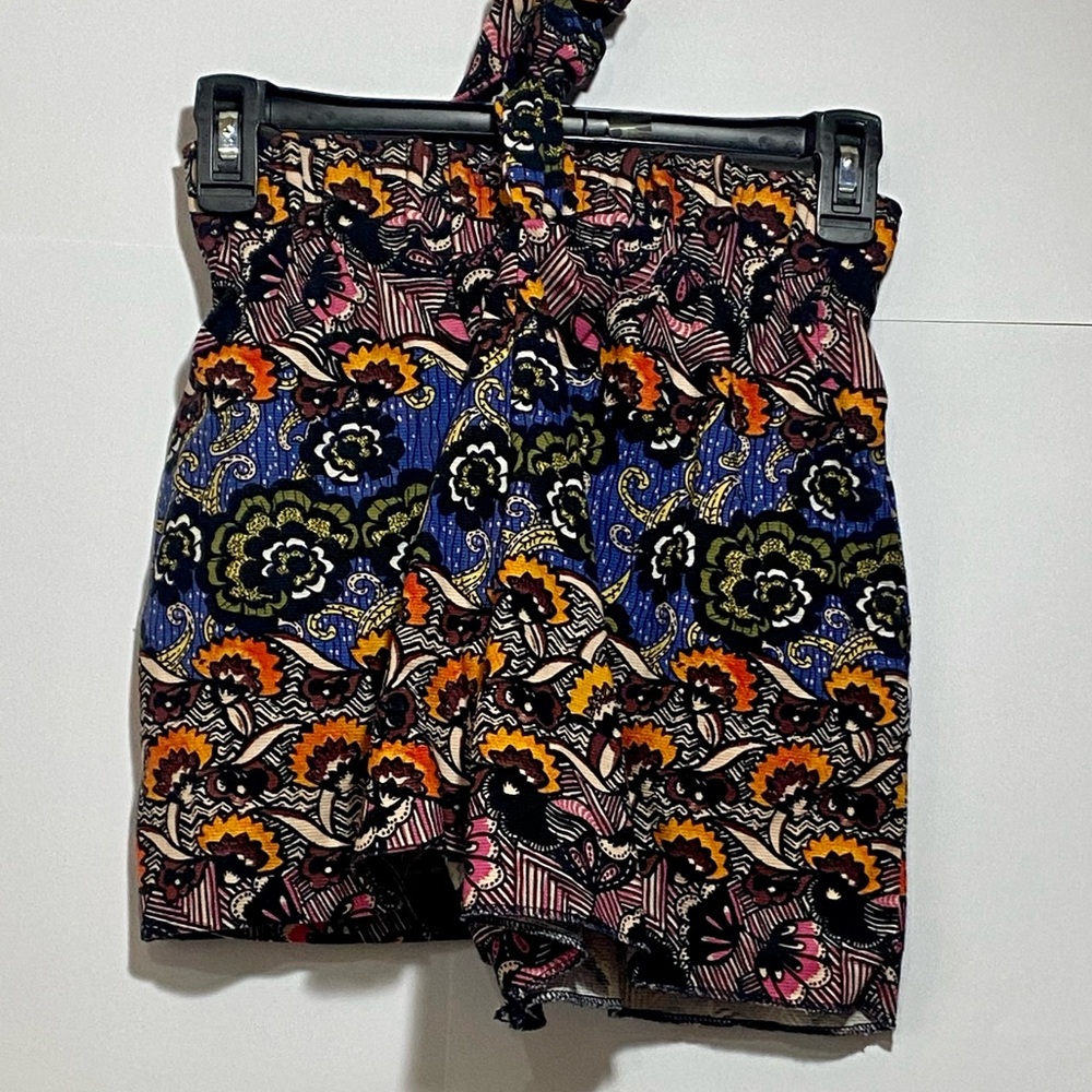 High Rise Artsy Festival Boho Tie Waist Shorts Spring Summer Bohemian Small